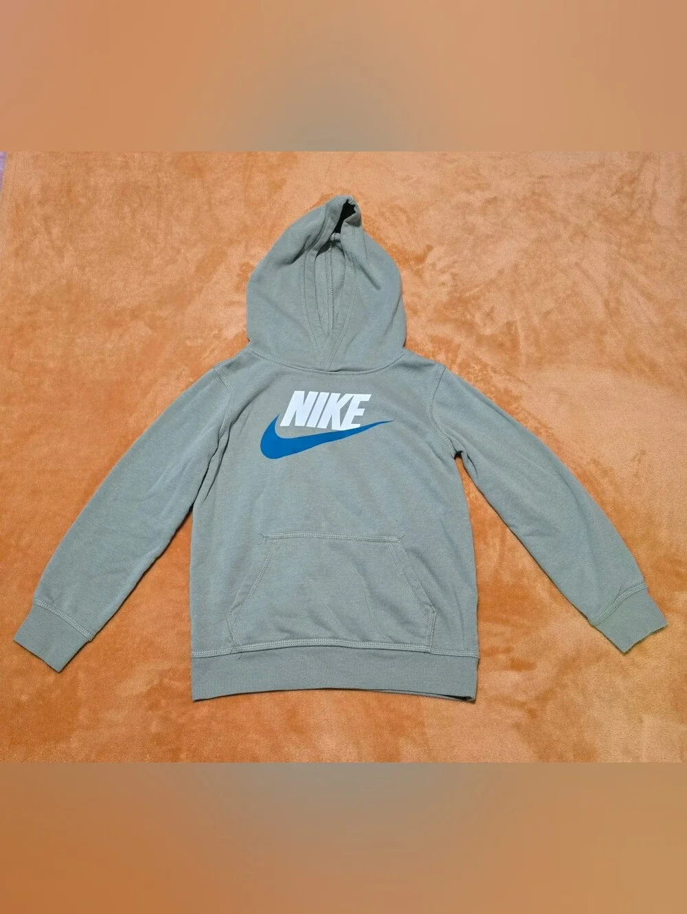 Nike Sportswear Fleece Hoodie Kids Size L Sage Green Unisex Pullover 6-7 Yrs